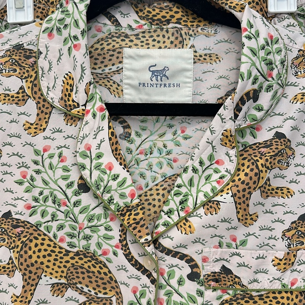 Print Fresh Bagheera Blush Long Pajamas Sleep Set Women's Cotton Sz Xs - Picture 3 of 10